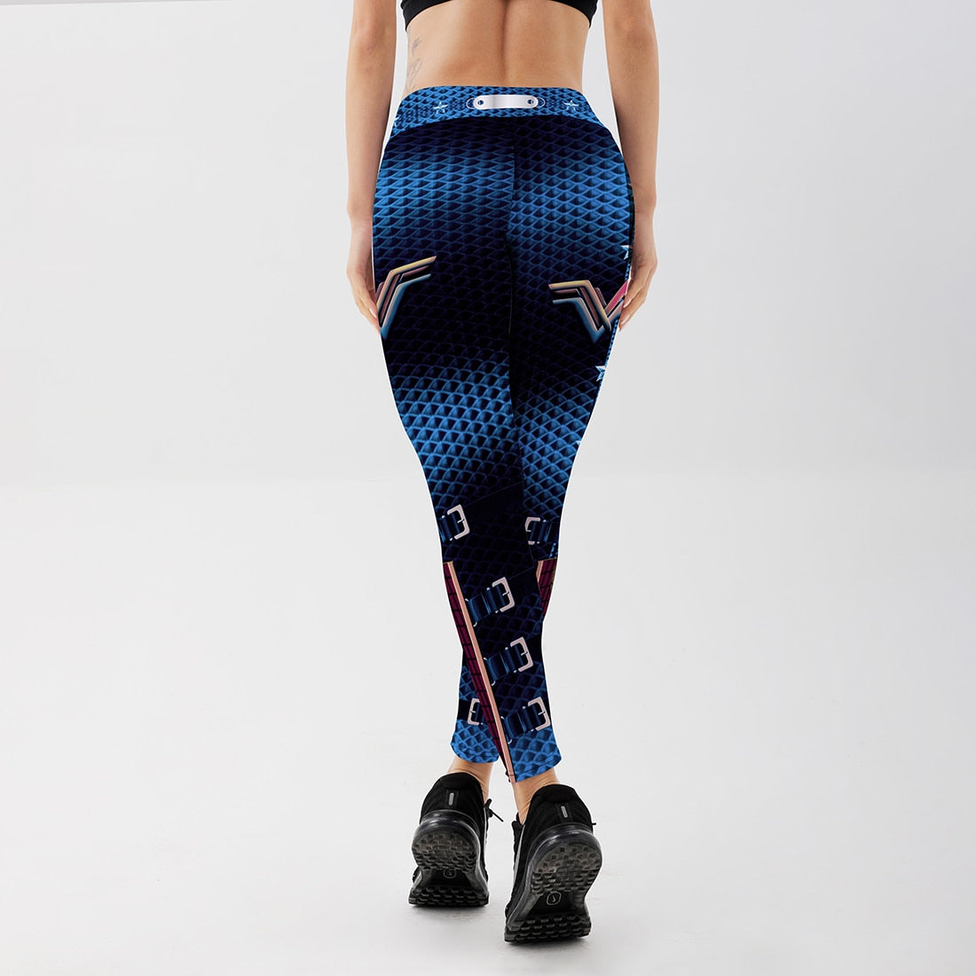 Fashion Tibetan Blue Captain Fight Push Up Workout Leggings Slim High Waist Jeggings Women Sexy Sportswear Leggings Workout