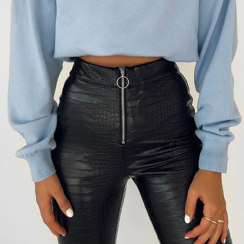 Allukasa PU High Waist Faux Leather Legging TGIF Party Pants for Petite Women