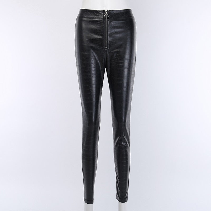 Allukasa PU High Waist Faux Leather Legging TGIF Party Pants for Petite Women