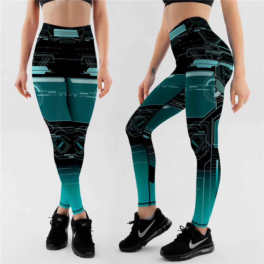 High Waist Elasticity Women Digital Printed Leggings - Push Up Strength