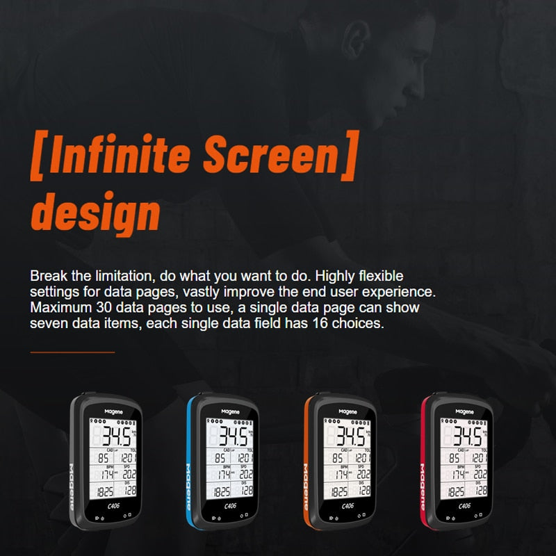 Magene C406 Smart  Bicycle / Cycling Data Map and Speedometer, Odometer, Stopwatch