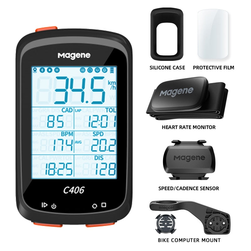 Magene C406 Smart  Bicycle / Cycling Data Map and Speedometer, Odometer, Stopwatch