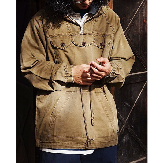 Unisex Washed-look Multi Pocket Hoodie Outdoor Recreation Cotton Jacket / Coat