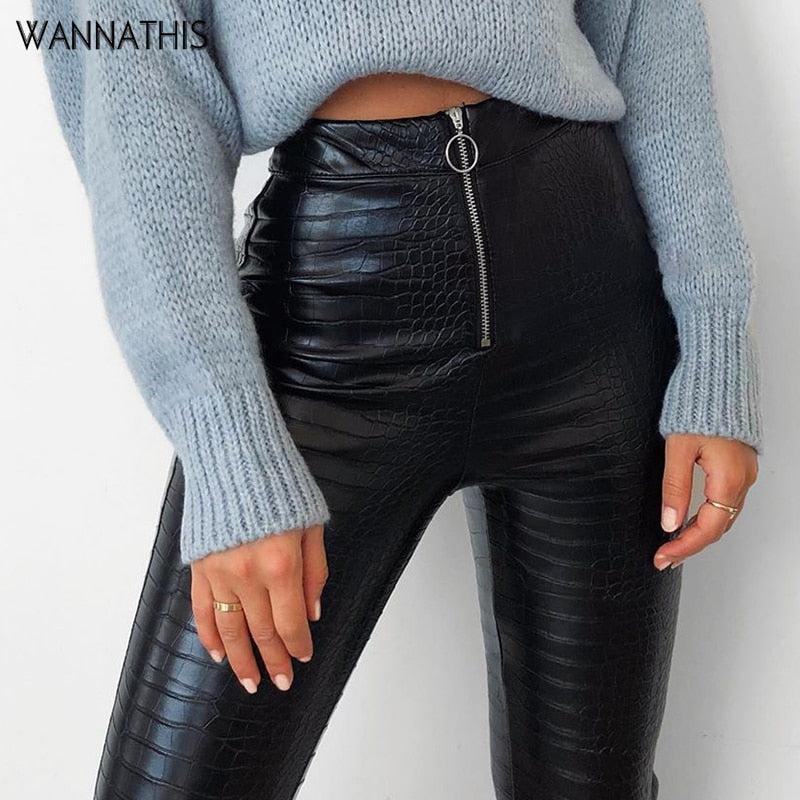 Allukasa PU High Waist Faux Leather Legging TGIF Party Pants for Petite Women