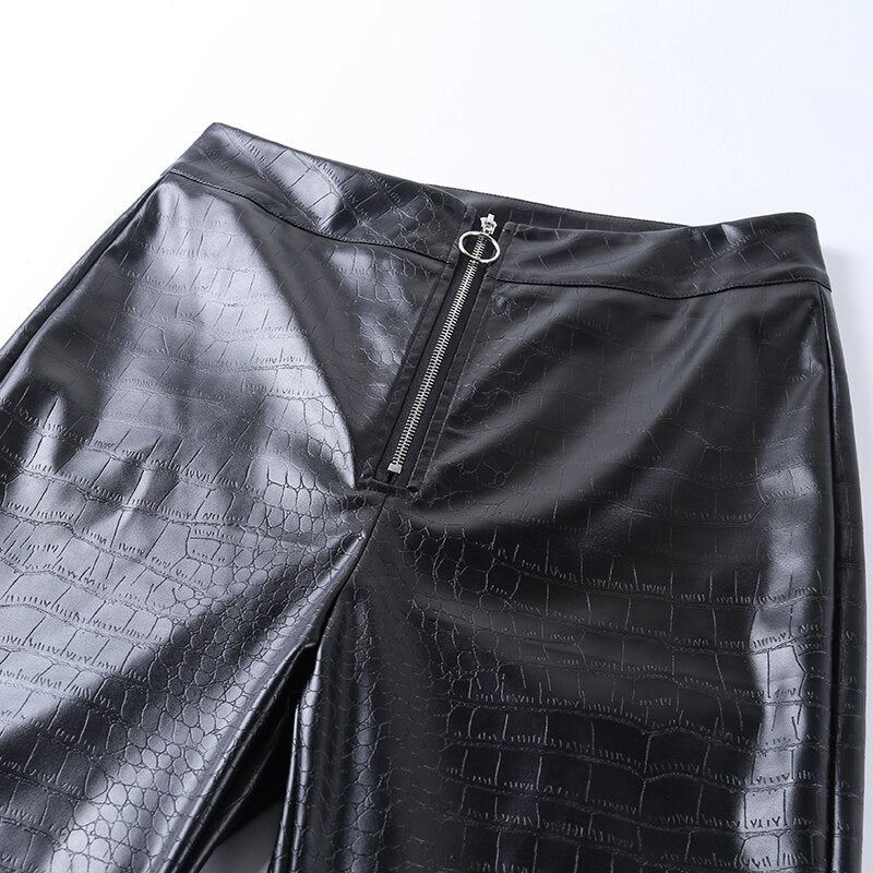Allukasa PU High Waist Faux Leather Legging TGIF Party Pants for Petite Women