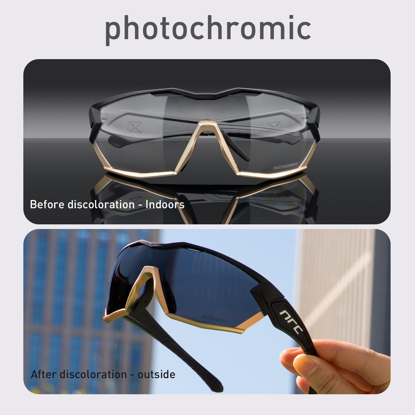 Trendy, NRC P-Ride Photochromic Cycling Sunglasses for Men & Women (Unisex)