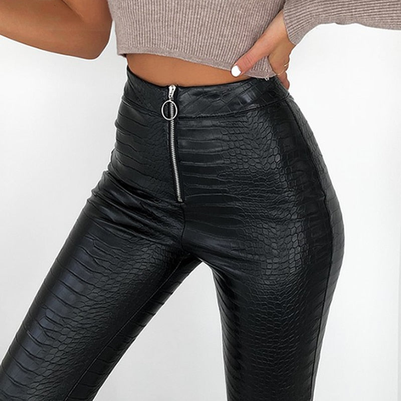 Allukasa PU High Waist Faux Leather Legging TGIF Party Pants for Petite Women