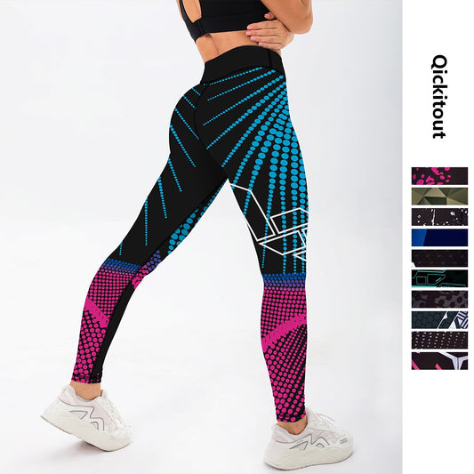 High Waist Elasticity Women Digital Printed Leggings - Push Up Strength