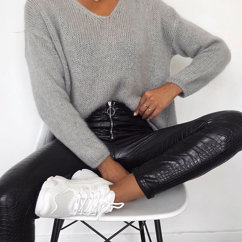 Allukasa PU High Waist Faux Leather Legging TGIF Party Pants for Petite Women