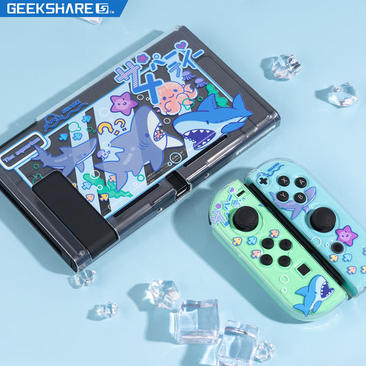 GeekShare Nintendo Switch Shell Cute Shark Party TPU Soft Full Cover Case Joy Con
