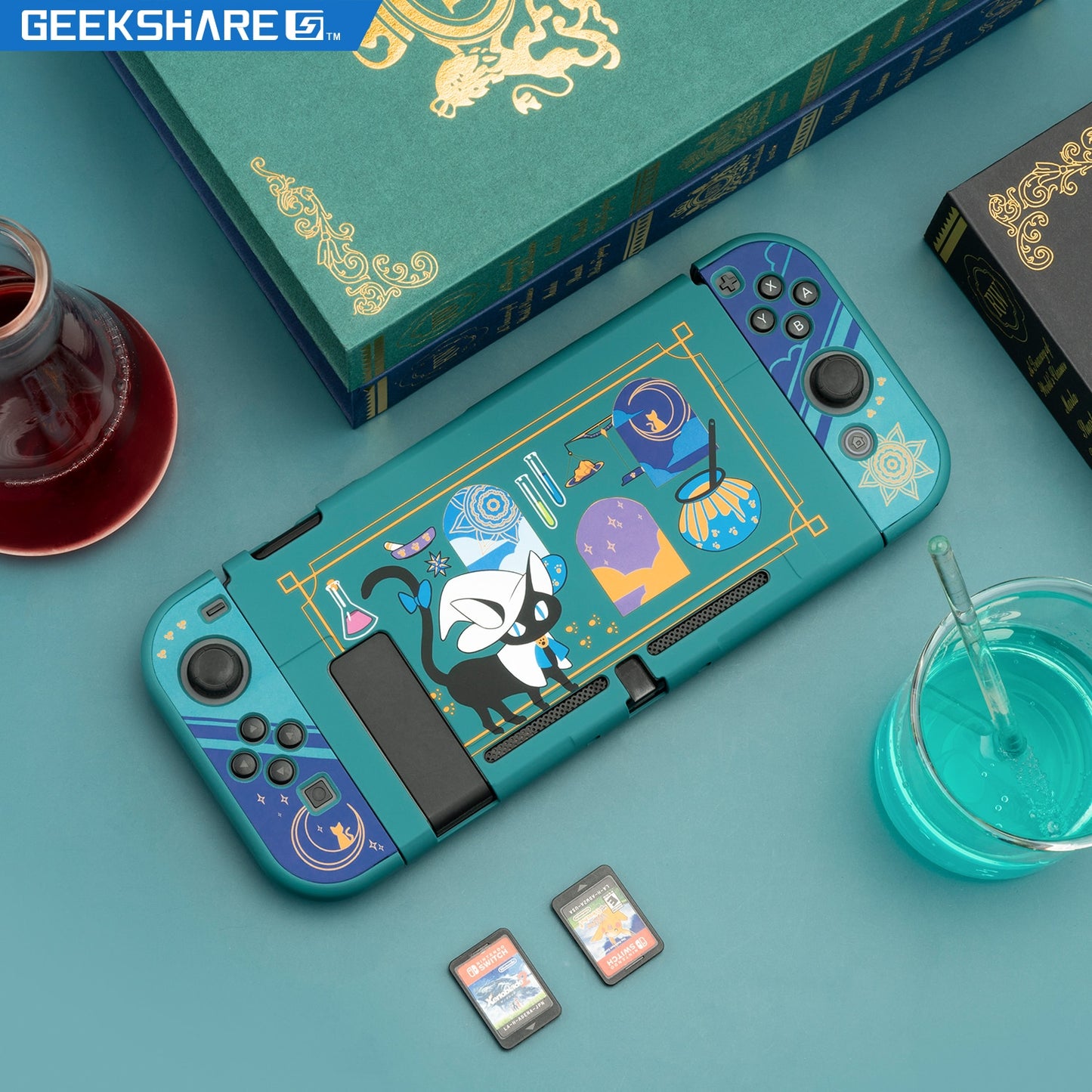 GeekShare Replacement / Cover Shell For Nintendo Switch - Alchemy Cat Cartoon Magic Potion
