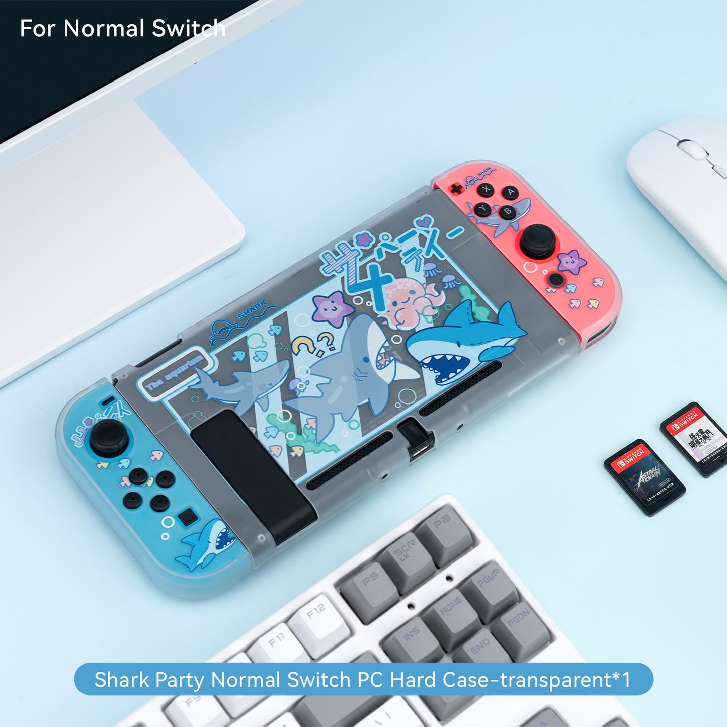 GeekShare Nintendo Switch Shell Cute Shark Party TPU Soft Full Cover Case Joy Con