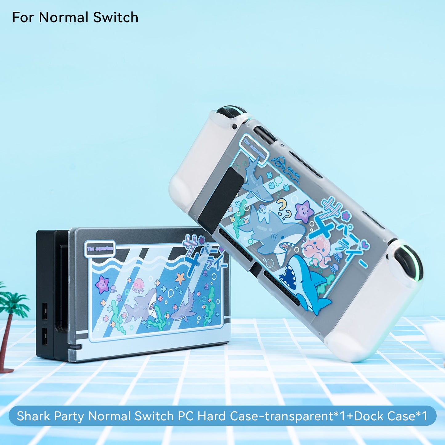 GeekShare Nintendo Switch Shell Cute Shark Party TPU Soft Full Cover Case Joy Con