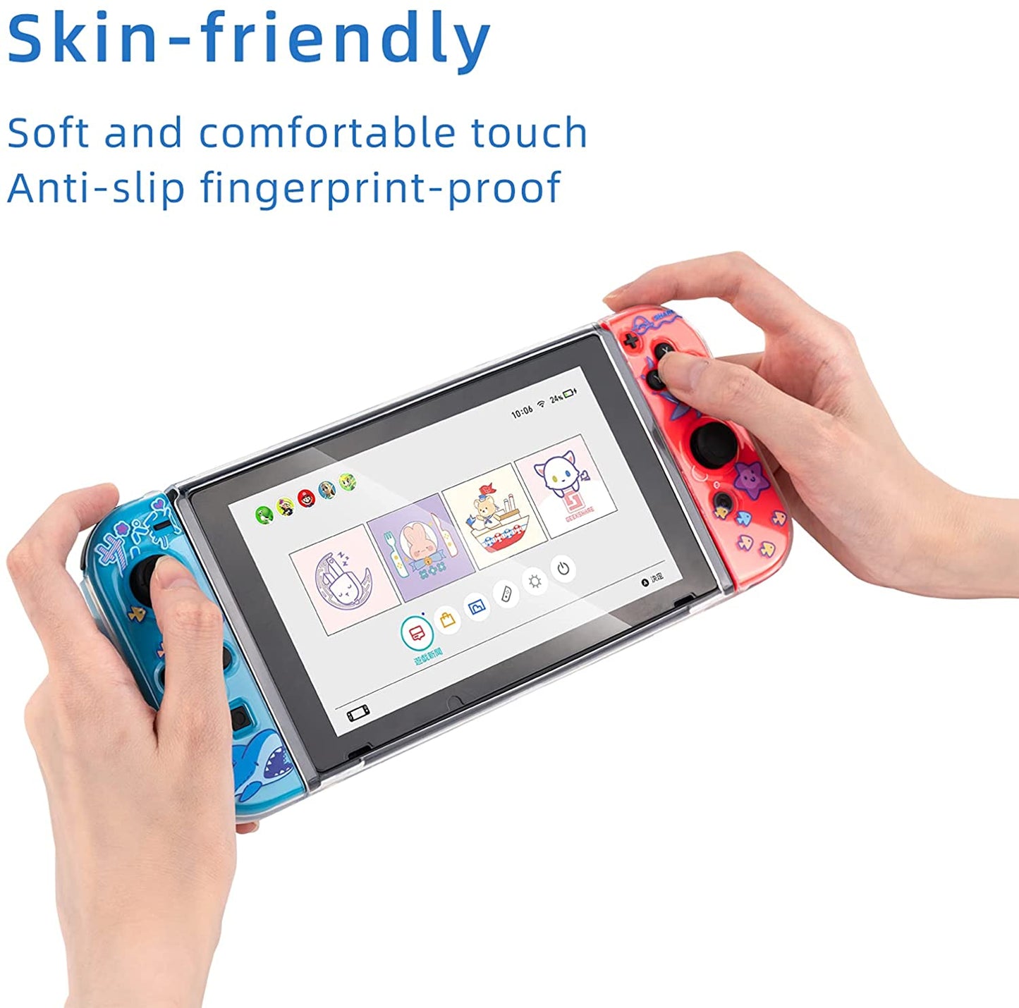 GeekShare Nintendo Switch Shell Cute Shark Party TPU Soft Full Cover Case Joy Con
